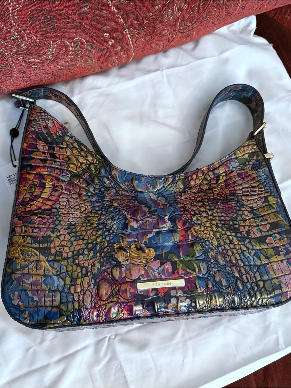 Brahmin Abbott Splendor Multi Colored Croc-Embossed Shoulder Bag